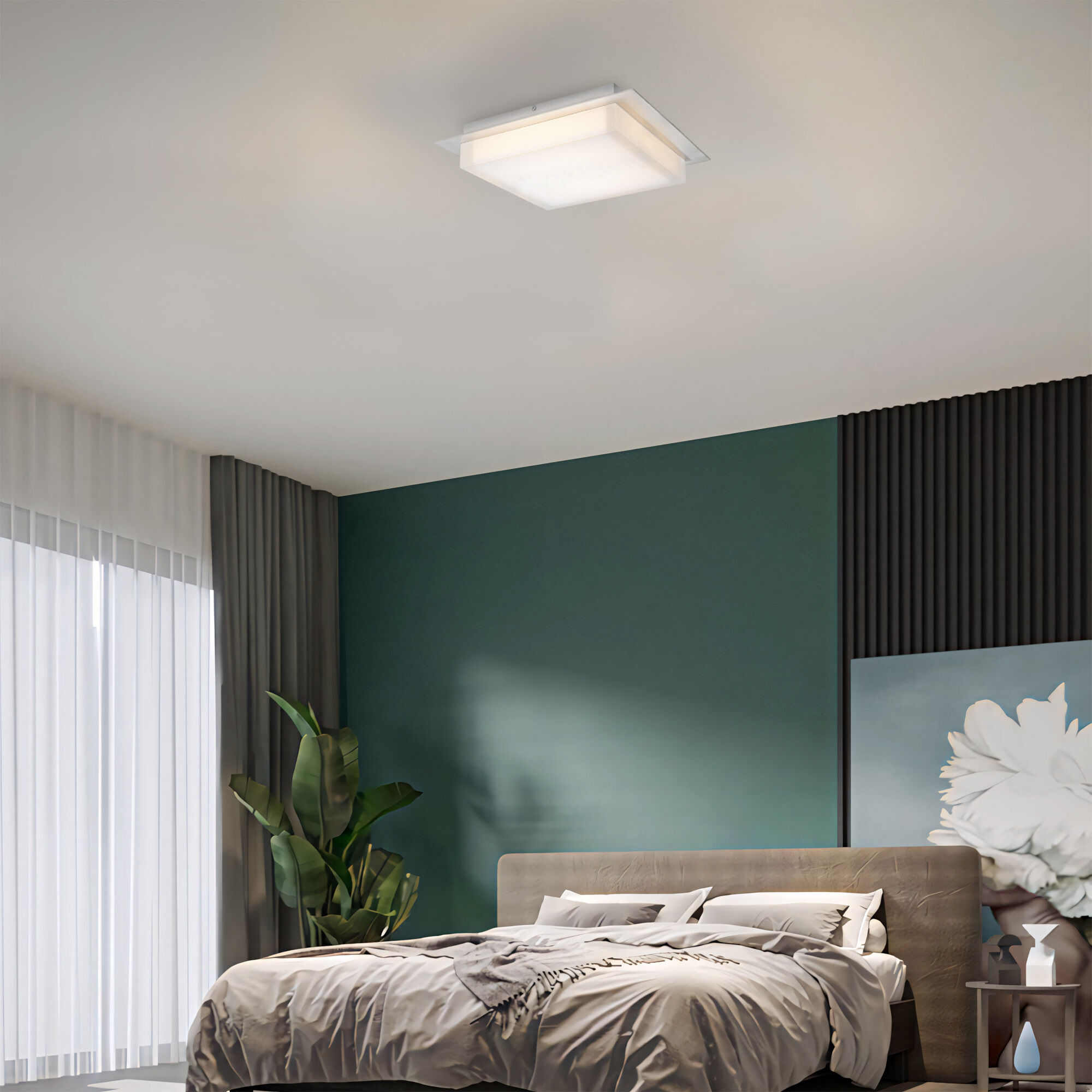 Foursquare LED 14 inch Brushed Stainless Steel Outdoor Flush Mount